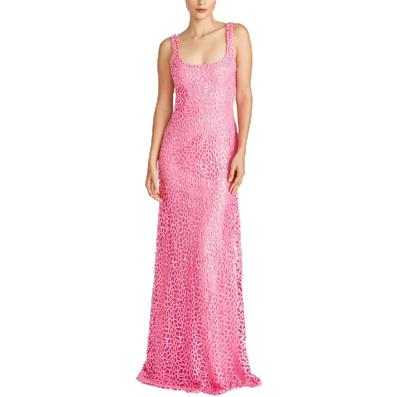 ML Monique Lhuillier Womens Sequined Full Length Evening Dress