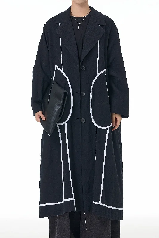 Act Now Flap And Flow Black Trench Coat