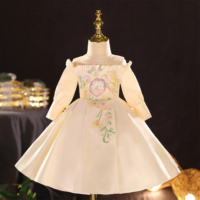Overstock Sale Baby Girl Dress Toddler Prom Dress Birthday Party Embroidered Puffy Baptism Dress