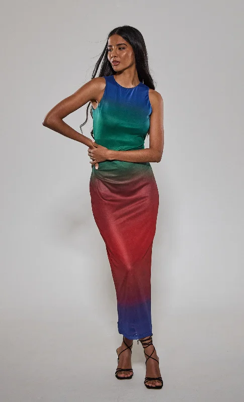 Stock Clearance Ombre Blur Tank Maxi Dress