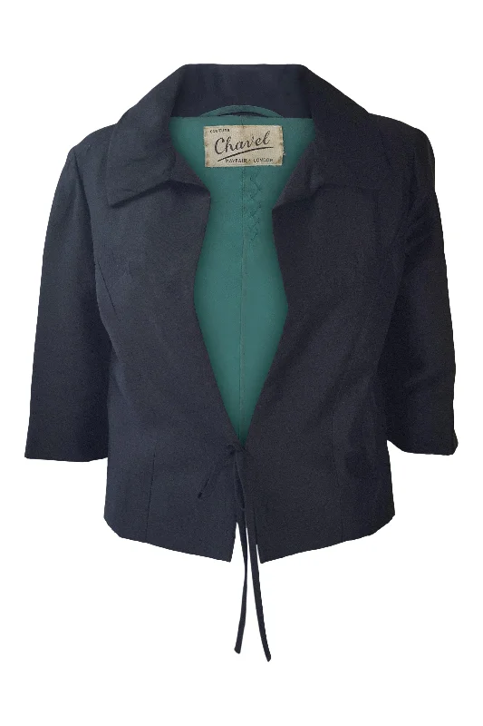 CHAVEL Couture Mayfair London Black Vintage Tie Front Jacket (40)