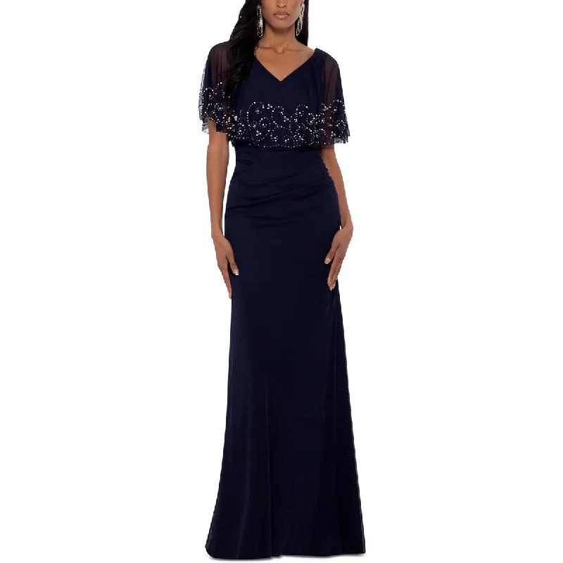 B&A by Betsy and Adam Womens Embellished Maxi Evening Dress