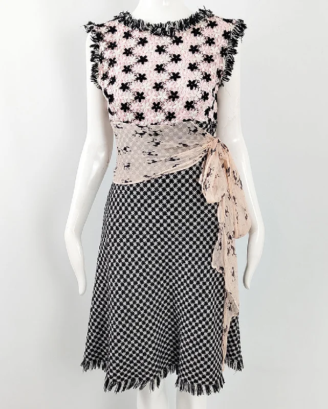 Sale Event Ronit Zilkha Vintage y2k Pastel Pink Poodle Print & Tweed Dress