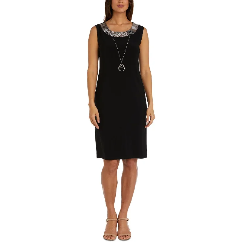 R&M Richards Womens Petites Jersey Sleeveless Sheath Dress