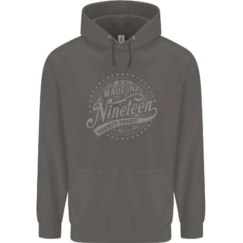 Bargain Prices Distressed 81st Birthday Made In 1943 Mens 80% Cotton Hoodie Charcoal