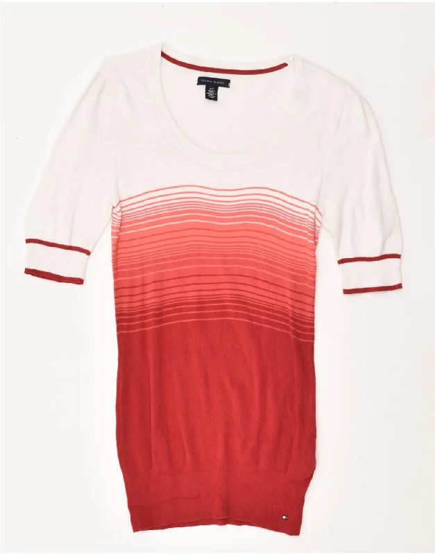 Final Markdown TOMMY HILFIGER Womens 3/4 Sleeve Boat Neck Jumper Sweater UK 8 Small White