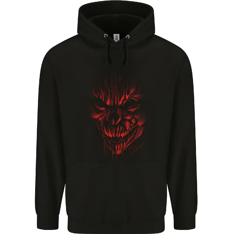 Final Clearance Demon Skull Devil Satan Grim Reaper Gothic Mens 80% Cotton Hoodie