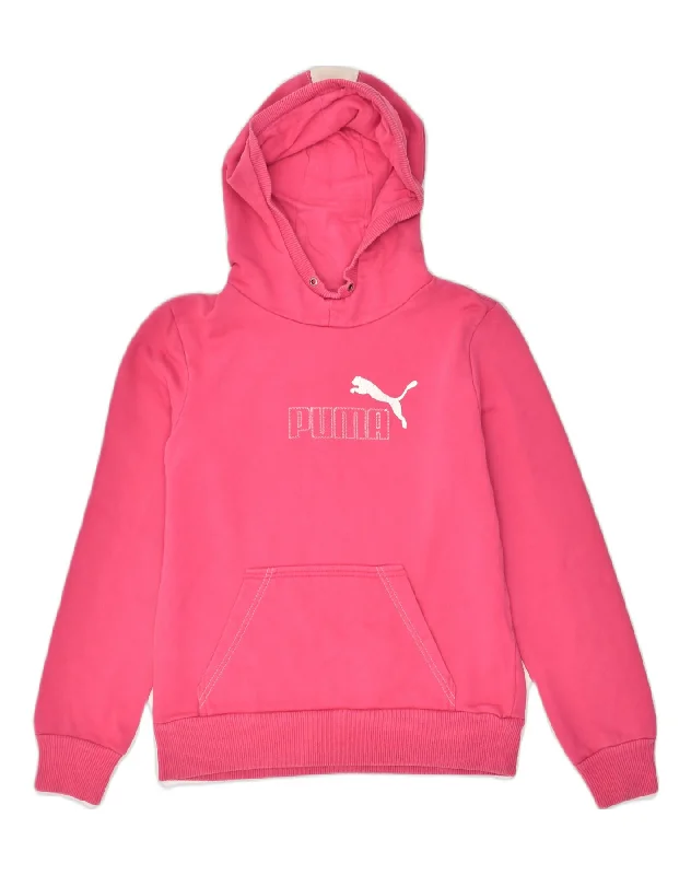Online Exclusive PUMA Womens Hoodie Jumper UK 12 Medium  Pink Cotton