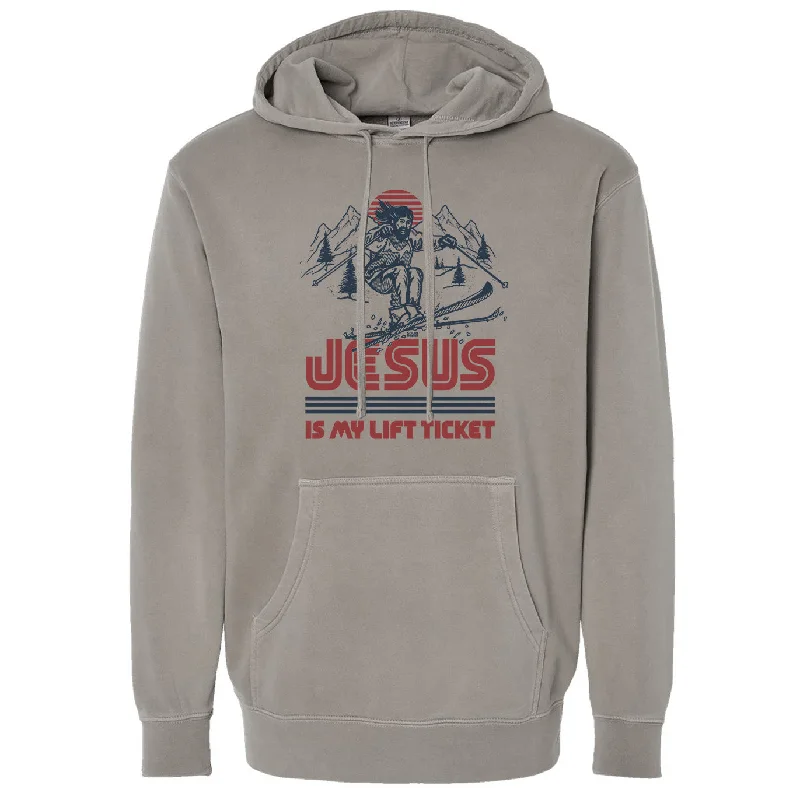 Overstock Sale Jesus Is My Lift Ticket Vintage Wash Pullover Hoodie
