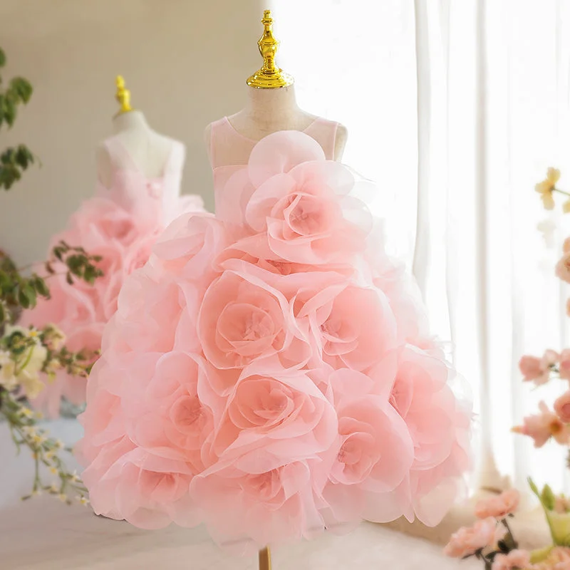 Limited Availability Girl Easter Dress Big Flowers Puffy Birthday Party Dress
