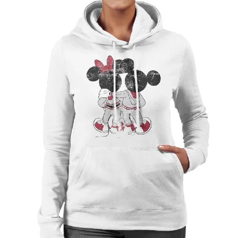 Year-End Sale Disney Mickey And Minnie Mouse Together Distressed Back Women's Hooded Sweatshirt Year-End Sale Disney Mickey And Minnie Mouse Together Distressed Back Women's Hooded Sweatshirt