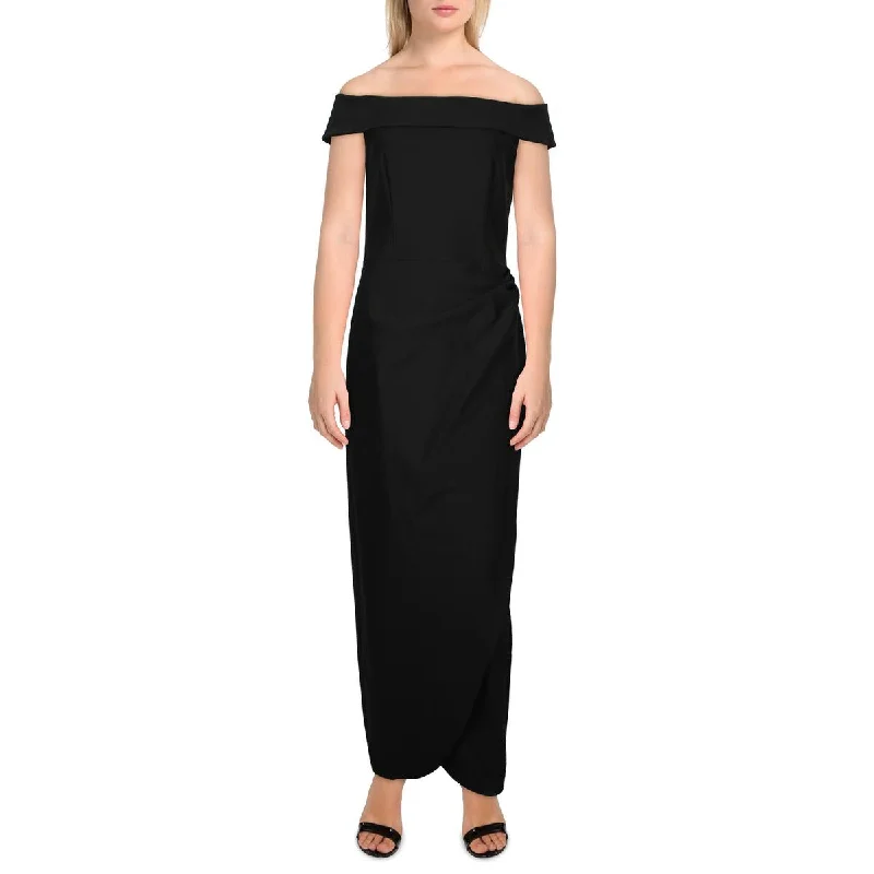 Alex Evenings Womens Plus Stretch Midi Evening Dress