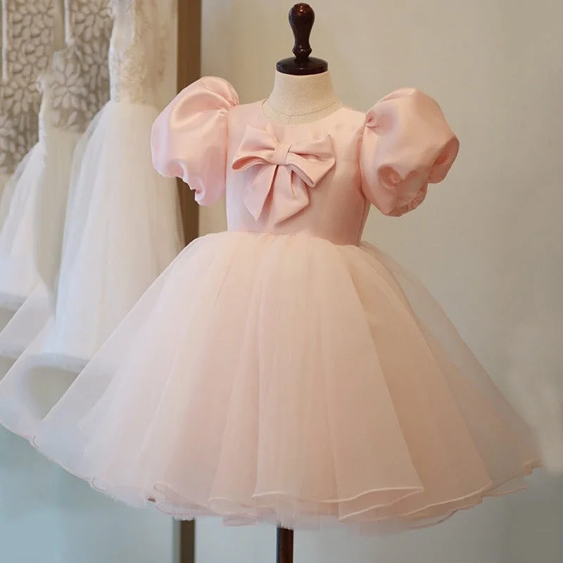 Markdowns Baby Girl Formal Princess Dress Girl Summer Puff Sleeve Bow Knot Fluffy Birthday Party Dress Toddler Ball Gowns