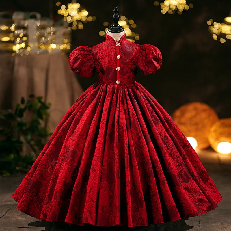 Weekend Special Girl Christmas Dress Girl Communion Dress Baby Girl Red Formal Puff Sleeve Large Skirt Dress Weekend Special Girl Christmas Dress Girl Communion Dress Baby Girl Red Formal Puff Sleeve Large Skirt Dress