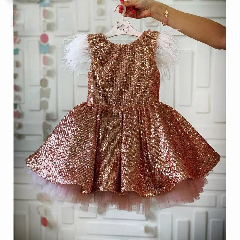 Weekend Deal Baby Girl Gorgeous Lace Sleeveless Sequins Dress Girl Party Dresses