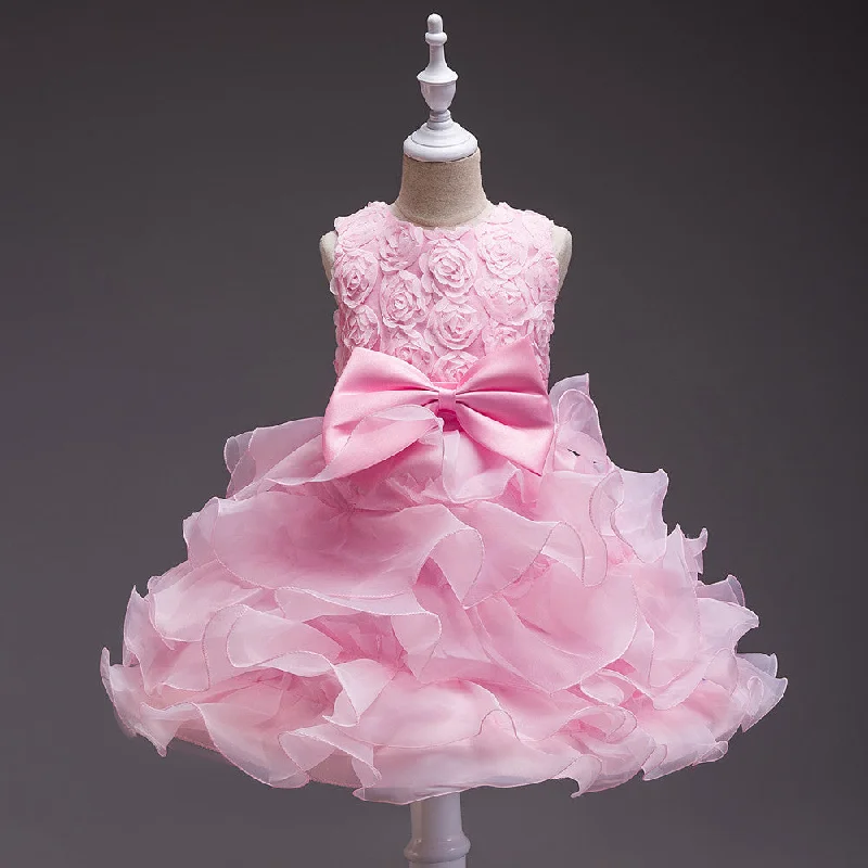 Seasonal Sale Girls Pageant Princess Dresses Baby Girl Bow Puffy Birthday Ball Gowns
