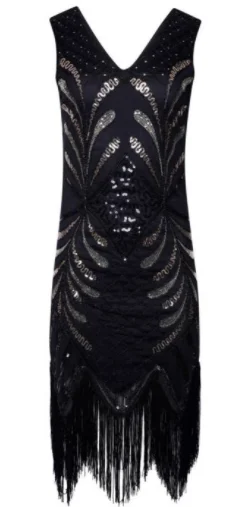 Grand Opening Sale Pola 1920s Flapper Dress Black
