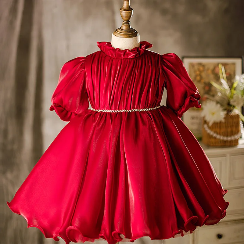 Special Discount Girl Christmas Dress Baby Girl and Toddler Red Puffy Princess Birthday Party Dress