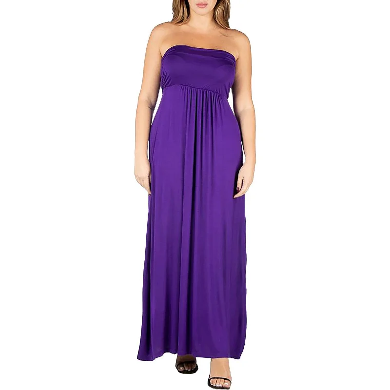 24seven Comfort Apparel Womens Strapless Long Maxi Dress