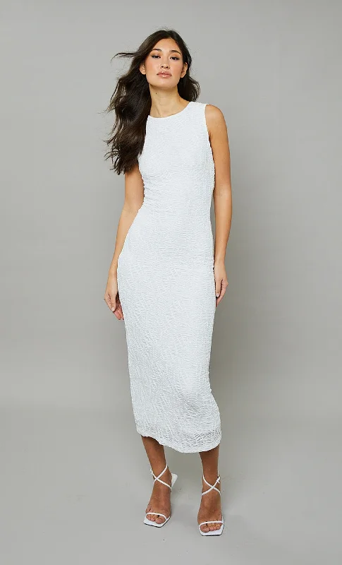 Now or Never Ivory Textured Racer Maxi Dress