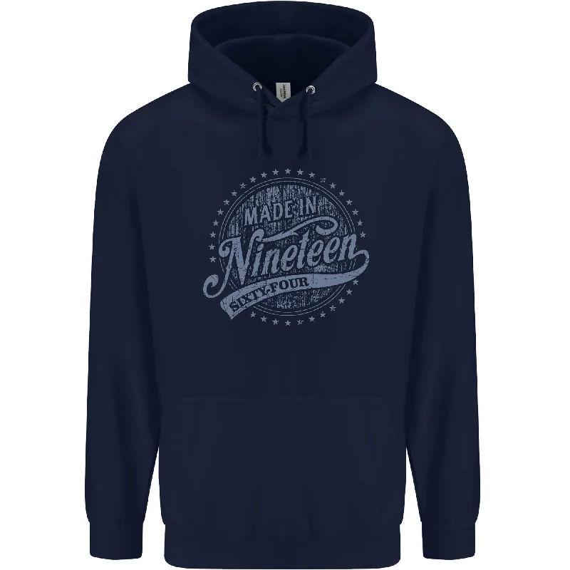 Best Bargains Distressed 60th Birthday Made In 1964 Mens 80% Cotton Hoodie Navy Blue