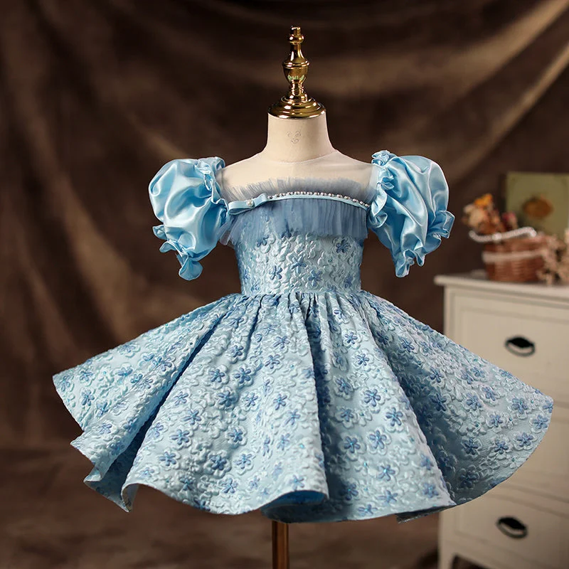 Bargain Prices Toddler Ball Gowns Girl Princess Blue Flower Formal Fluffy Birthday Party Dress Bargain Prices Toddler Ball Gowns Girl Princess Blue Flower Formal Fluffy Birthday Party Dress