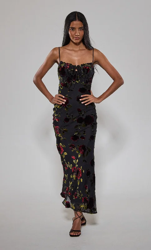 Bargain Prices Devore Rose Tie Maxi Dress