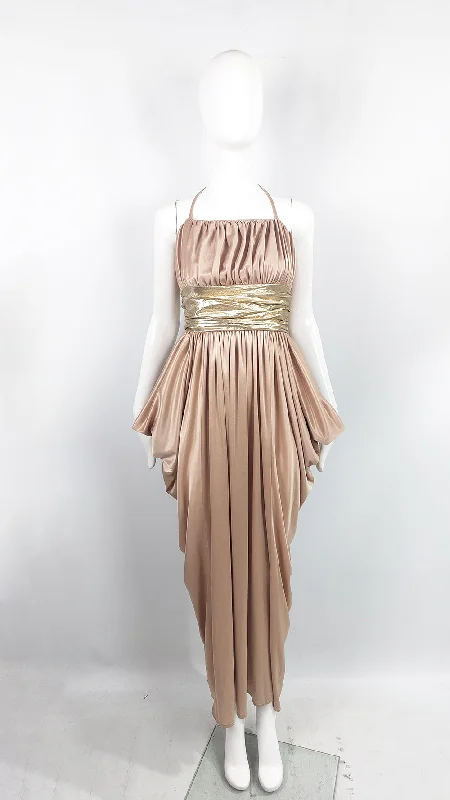Overstock Ronald Joyce Vintage Slinky Draped Grecian Goddess Maxi Evening Dress, 1970s