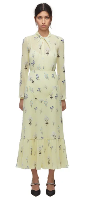Deep Discounts Vintage Floral Plisse Midi Dress