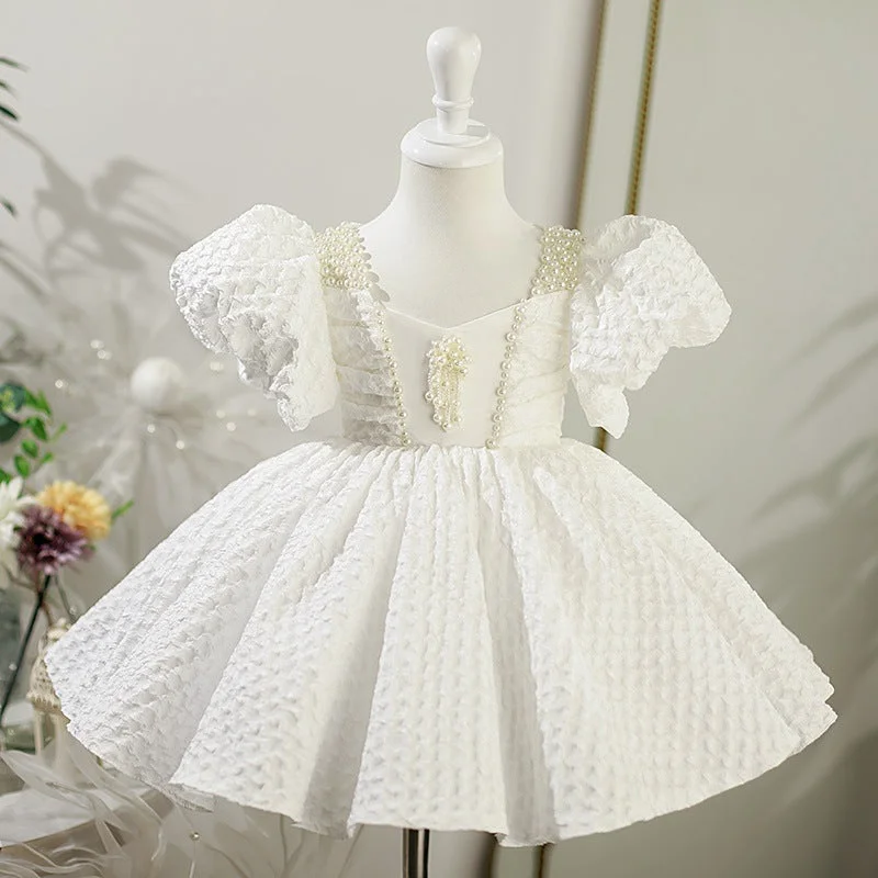 Clearance Items Toddler Prom Dress Girl Wedding Princess Dress White Puff Sleeve Beaded Baptism Dress Clearance Items Toddler Prom Dress Girl Wedding Princess Dress White Puff Sleeve Beaded Baptism Dress