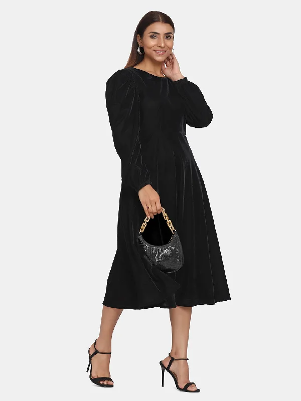 Stock Up and Save Velvet Evening Dress for Women - Black
