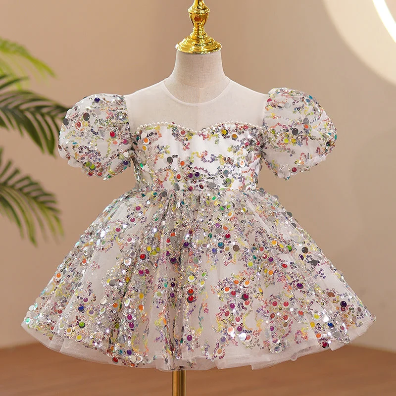 Buy More, Save More Baby Girl Summer Colorful Sequins Puffy Birthday Princess Dress