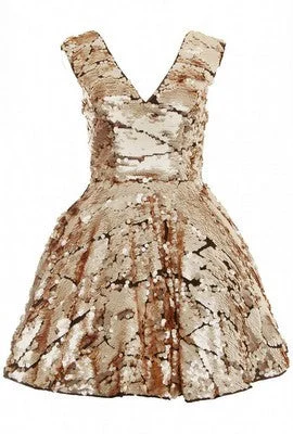 Deal Zone Gold Sequin Prom Dress