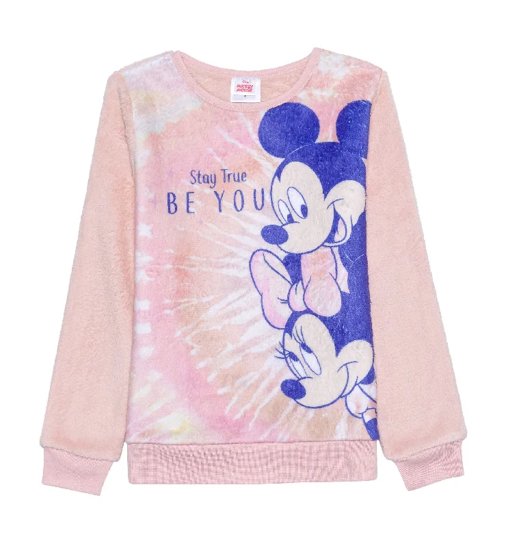 Super Savings Disney Big Girls Mickey Minnie Cozy Pullover Sweatshirt