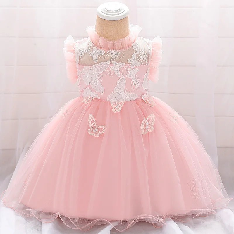 Fantastic Offers Baby Girl Formal Princess Dress Toddler Summer Sleeveless Lace Butterfly Puffy Pageant Dress