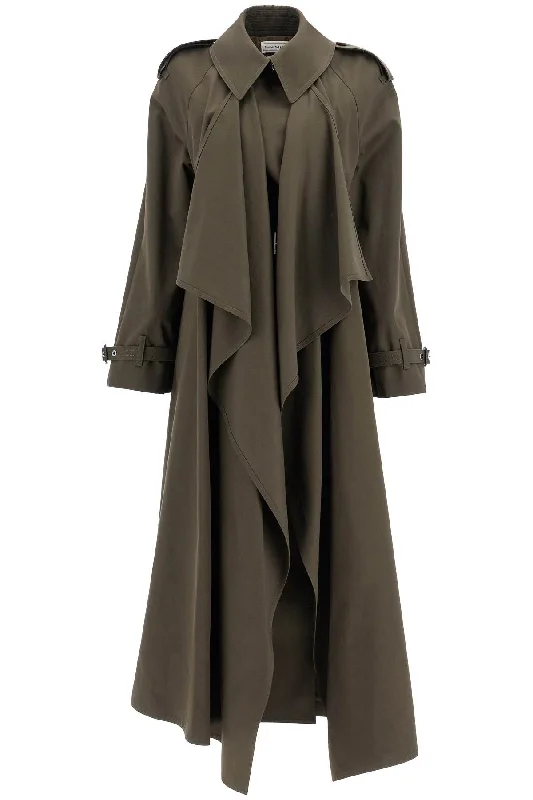 Big Savings Double-breasted Trench Coat With Draped  - Khaki