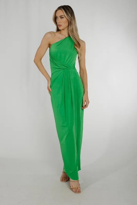 Major Savings Alana Drape Front Dress In Green