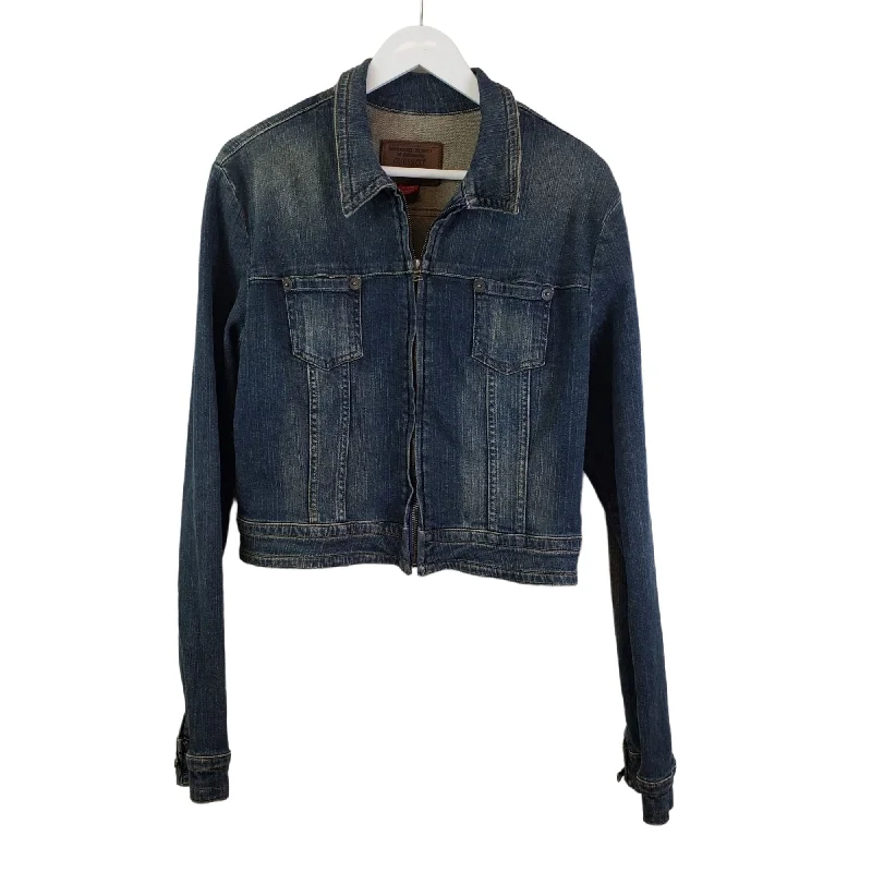 Early Bird Discount Guess Zip Front Cropped Jean Jacket Size M