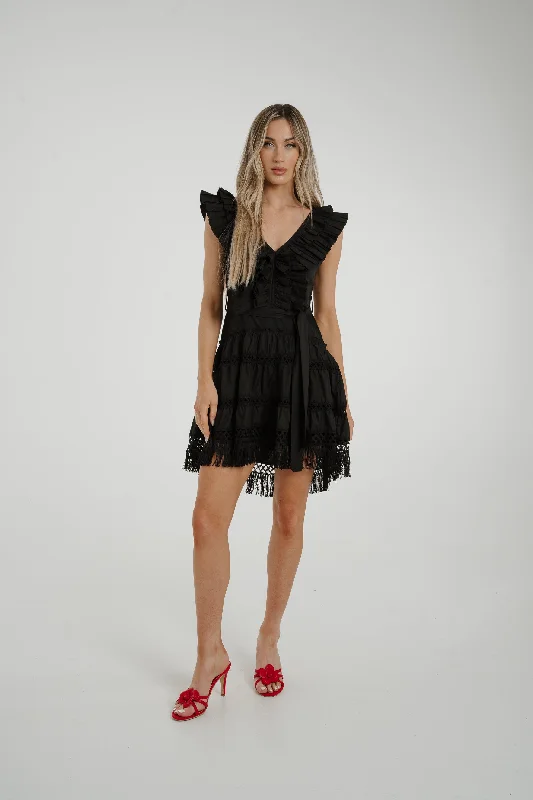 Deal Alert Flynn Tassel Hem Dress In Black