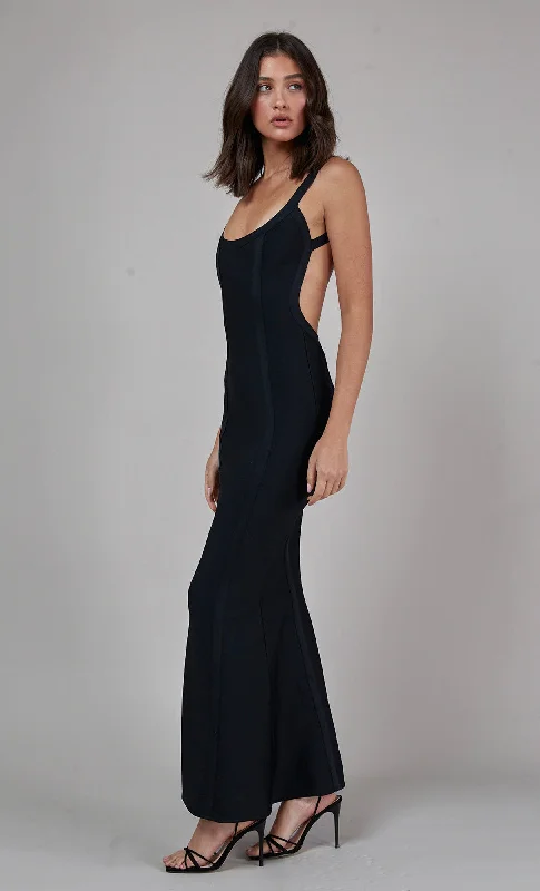 Mega Sale Black Backless Bandage Fishtail Dress