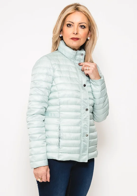 Super Deal Leon Collection Ribbon Trim Quilted Jacket, Mint Green