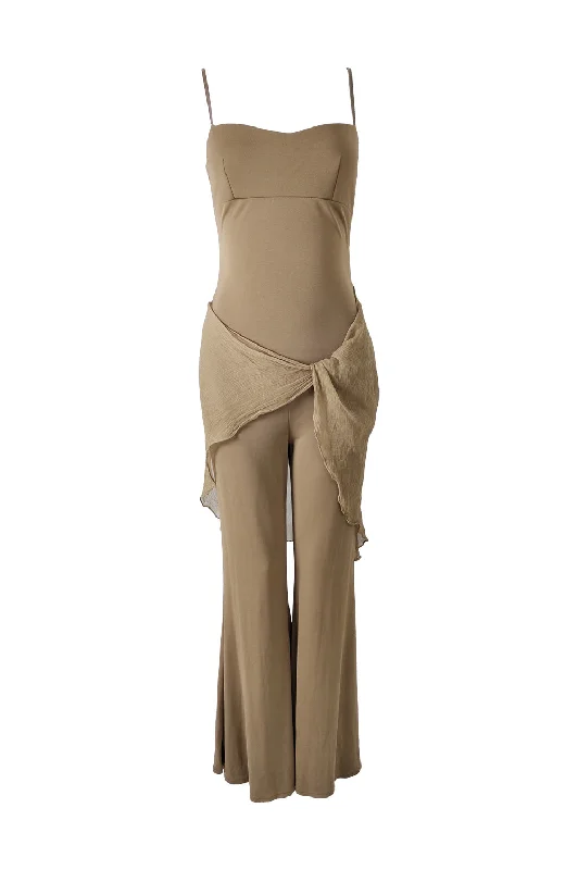 Weekend Flash Sale Orna Farho Paris Vintage y2k Beige Wide Leg Jumpsuit