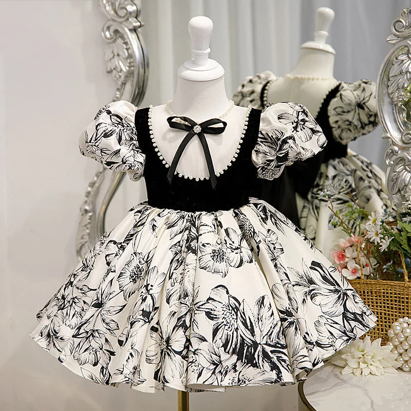 Limited Time Girl Formal Dresses Easter Dress Baby Girl Summer Bow Printing Princess Dress Toddler Prom Dress