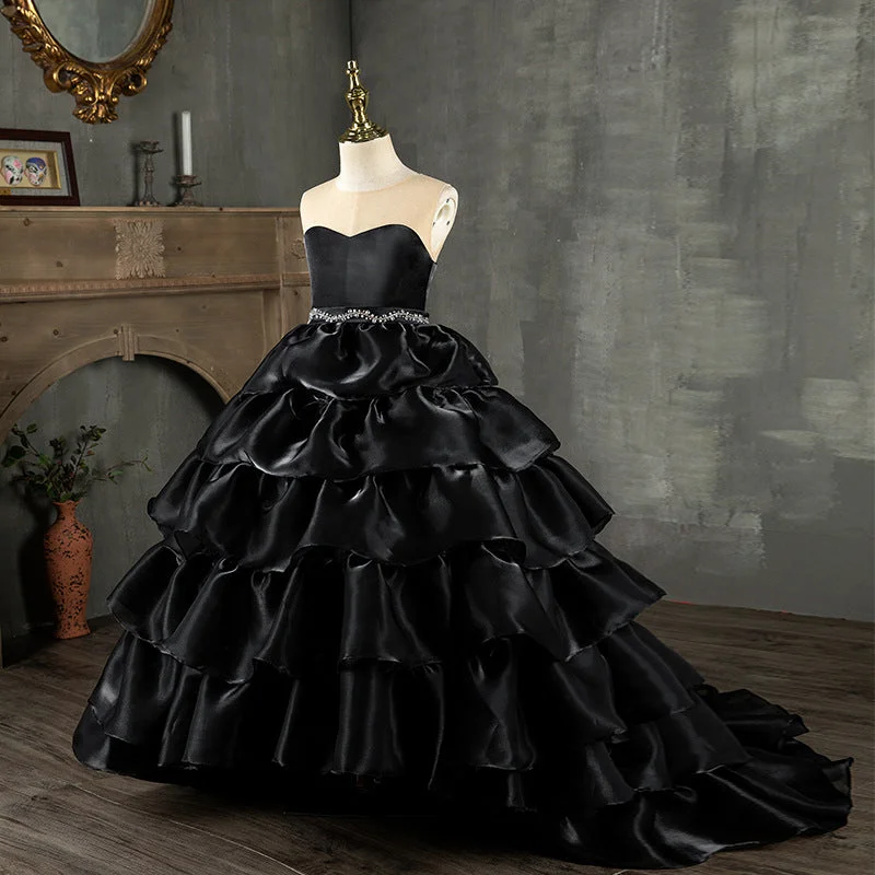 Unmissable Offer Girl Communion Dress Children Pageant Luxury Black Birthday Party Fluffy Dress