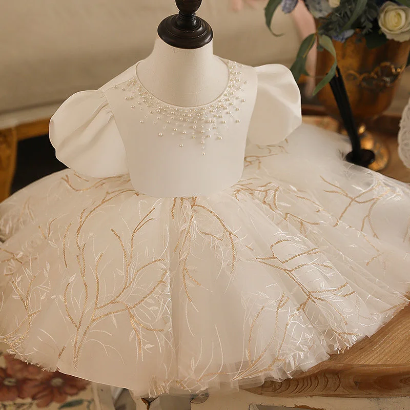 Lowest Price Toddler Ball Gowns Girl Christening Vintage Puff Sleeve Beaded Princess Dress Lowest Price Toddler Ball Gowns Girl Christening Vintage Puff Sleeve Beaded Princess Dress