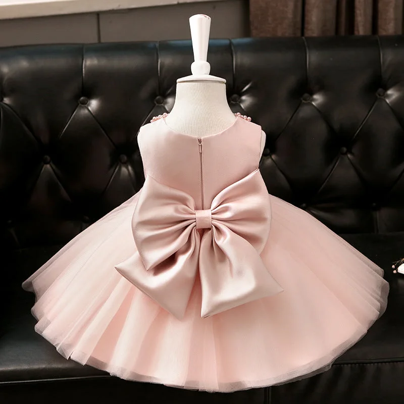 Friends and Family Sale Baby Girl Princess Dress Pink Beadwork Puffy Girl Dress