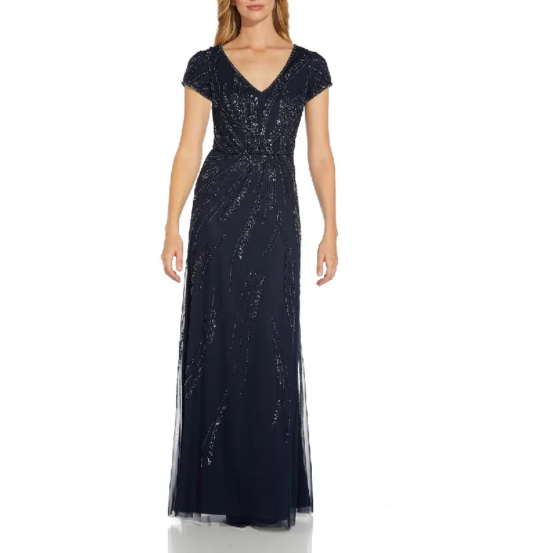 Adrianna Papell Womens Blouson Maxi Evening Dress