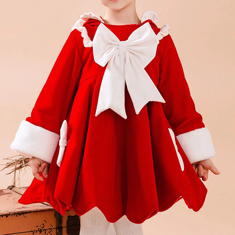 Price Cut Baby Girl Dress Toddler Ball Gowns Pageant Winter Rabbit Ear Hooded Fleece Princess Dress
