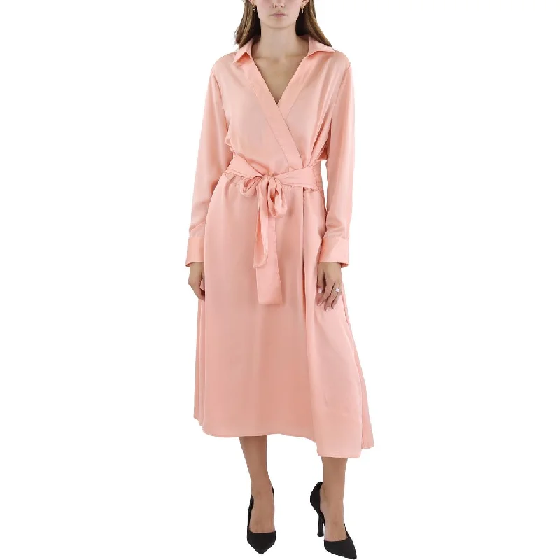 Tahari ASL Womens   Surplice Long Shirtdress