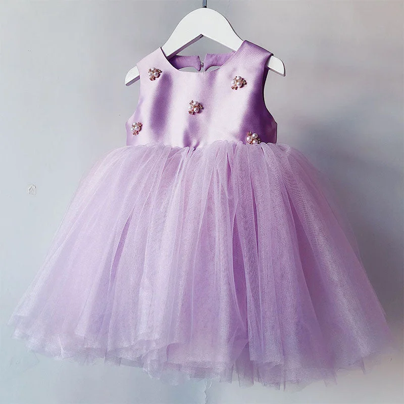 Bargain Prices Girl Formal Dresses Baby Girl Easter Dress Princess Party Dress Toddler Summer Purple Mesh Puffy Party Dress